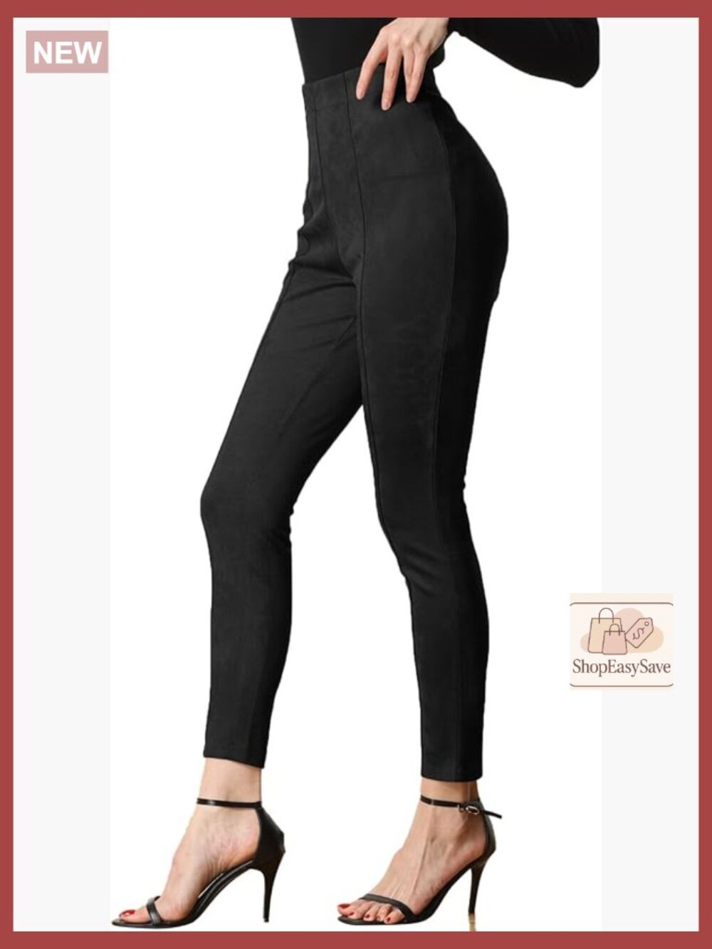 High Waisted Faux Suede Leggings Stretch Casual Skinny Pants